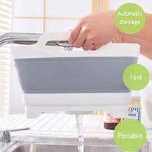 TFKI 9L 2.4Gal Dish Basin Collapsible With Drain Plug Carry HandlesKitchen Storage Tray Dish Wash Basin Portable Dish Tub Foldable Dishpan For Camping RV Gray - Xám - Xem 2