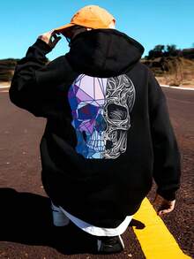 Envío dentro del país | Sudadera con Capucha negra, Diseño Relajado con Estampado, Bolsillos Espaciosos, Perfecta para Otoño e Invierno, Casual y Abrigada​ - Negro - Ver 1