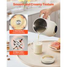 8-In-1 Nut Milk Maker, 34 Oz Soy Milk Maker With 180W Blending, For Homemade Oat, Nut, Soy, Juice, Milkshake, Rice Cereal, Plant-Based Beverages With Self-Cleaning, Boil Water, 12-Hour Delay - 查看 6