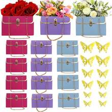 24pcs Flower Gift Bag Set, Including 12pcs Flower Box And 12pcs 3D Butterfly Decor, Multi-Functional Flower Box Portable Handbag Suitable For Bouquets, Great For Party, Mother's Day, Wedding, Birthday, Graduation, Valentine's Day And More - Multicolor - View 14