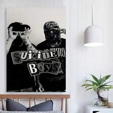 1pc Framed 1pc  Suicide Boys Album Cover Canvas Poster, Hip Hop Pop Fashion Wall Art Print, Modern Aesthetic Decor For Living Room, Bedroom, Office - Multipurpose, Wall Hanging, No Electricity Needed, Music Wall Art 2D - 裱框 - 查看 3