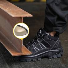 Men's Steel Toe Safety Work Boots Anti Puncture Lightweight Breathable Construction Boots For Men Women All Season Comfortable Lace Up Industrial Outdoor Protective Footwear Non Slip Work Shoes Ankle Boots.Men's Black All Season Hard Soled Work Shoes.Safety Shoes For Men,Non Slip Work Shoes,Botas Para Hombre. - màu đen - Xem 4