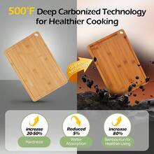 Bamboo Cutting Board Set, Dual-Sided For Chopping Meat/Vegetables, Kitchen Prep & Serving Tray, Thick & Non-Slip, Healthy Cooking Essential - màu nâu - Xem 5