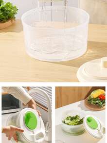 Large High Speed Salad Spinner With Drain, Bowl, And Colander - Quick And Easy Multi-Use Lettuce Spinner, Vegetable Dryer, Fruit Washer, Pasta And Fries Spinner - Random - View 6