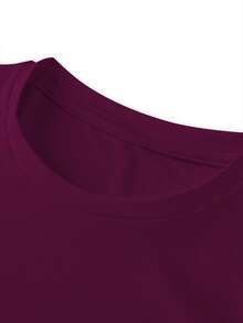 Women's Long Sleeve Thermal Underwear Crew Neck Thermal Lined T-Shirt, Solid Color, Comfortable & Soft, Casual Homewear Top, Warm & Windproof For Winter - Red Violet - View 4