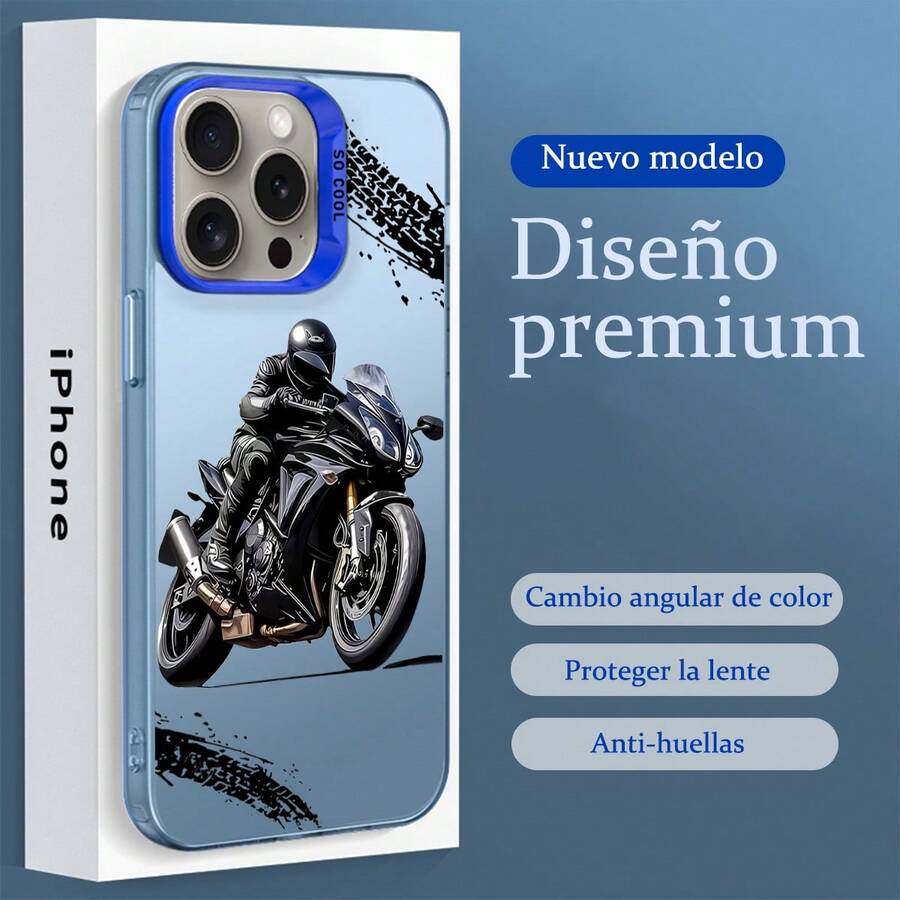 Funda protectora de teléfono con Motociclista Deportivo Estilo Carcasa Para Celular regalo de moda minimalista interesante para hombres y mujeres, adecuado para  16/15/15Pro/15ProMax/14/13/12/11/MAX,  17,  17 Air,  17 PRO, Max Series,A14/A15/S23 Ultra/A50/A12/A32/A52/A72/A51/A21S/A13/A14/S22 Ultra/S23/A33/A53/S20 FE diseño creativo y de moda para hombres y mujeres - Azul - Ver 1