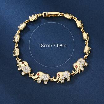 1件18K镀金铜质可爱大象动物手链，男女皆宜，日常佩戴