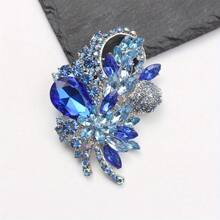 New Elegant Fashion Design Diamond Encrusted Women Party Brooch Personality High Quality Coat Accessories Corsage - 藍色 - 查看 3