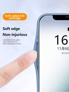 Blue Matte Side & Back 2D Printed Creative Tech Style Blue Gradient Crystal Pattern Tempered Glass Phone Case, Compatible With Samsung S24/S25 Ultra/S23/S23 Ultra/S22/S21, 17/17 Air/17 Pro/17 Pro Max/16/15/14/13/12/11/X/XR/XS Max/7/7P Series, Compact Luxury Business Fashion Fingerprint-Resistant Tempered Glass Phone Case - Blue - View 7