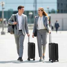 Carry-On Suitcase, Trolley Suitcase With Adjustable Telescopic Handle, ABS Hard Shell Suitcase With TSA Lock And Smooth Wheels, Luggage, Rolling Suitcase For Women & Men, 55*39*20cm - 黑色-21英寸 - 查看 2