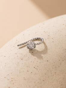 Nooxian 1个镶嵌微雕锆石鼻环，简约假鼻环，女士镶嵌微雕锆石花朵鼻环 - 銀色 - 查看 8