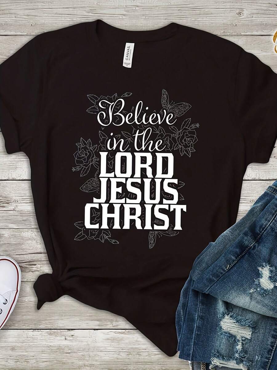 Believe In The Lord Jesus Cist, Perfect Cistian Cistmas Gift, Cistian Faith Tshirt, Amazing Gift For Cistian 2020,This Fun Printed Casual T-Shirt Is The Perfect Gift For Valentine's Day/Christmas - 款式16 - 查看 1