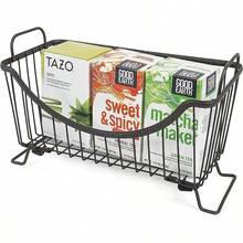 2 Pack Stackable Baskets, Wire Storage Organizer Basket With Handles, Vintage Locker Basket Style, Rustic Farmhouse Chic, Pantry, Kitchen, Garage, Bathroom, - Xám Mới + Trung bình - Xem 1