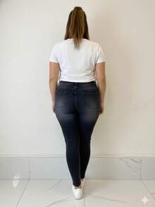 Women's Skinny Pants With High Elasticity - Dark Grey - View 2