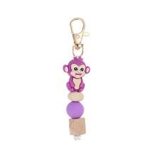 1pc 3D Silicone Monkey Beaded Keychain - Novelty Keyring, Lobster Clasp Pendant, Suitable For Backpack Hanging, Key Ring, Gift For Men And Women - Multicolor - View 12