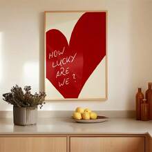 1pc Unframed Wall Art Print: Cherry Bow, Lucky Girl. Ideal Gift For Bedroom, Living Room, Hallway, Wall Art, Wall Decoration, Winter Decoration, Room Decoration Gifts, Birthday Gifts - Multicolor - View 3