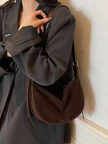 高品质复古女士手提包，容量大，独特设计斜挎饺子包，适合购物、约会、通勤、年轻女性、大学生、新婚夫妇、办公室白领。非常适合办公室、大学、工作、商务、通勤、户外、旅行和休闲 - 咖啡棕 - 查看 9