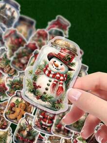 50 Stück Weihnachts-Flaschen-Themen PET 2D Flach-Aufkleber Pack, nicht wiederholend, delikate Dekoration, abnehmbar, hinterlässt keine Rückstände, perfekt für Klassenprämien, Weihnachtsgeschenke, Feiertagsgeschenke, Partys und Heimdekoration, Geburtstagsgeschenke, Laptop, Auto, Gepäck, Roller, Handbücher, Tassen, Tablets, Notizbücher, Wasserflaschen, Handyhüllen, hochauflösender Muster, leuchtende Farben, tolle Geschenke für Studenten, Jugendliche, Büromitarbeiter - Verschiedenfarbig - Übersicht 7