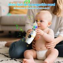 Aspirador  para Bebe, Aspirador  para Bebe Electrico con 3 Puntas de Silicona, 5 NivelesSucción Ajustables,Limpiador  Eléctrico, Saca Mocos para Bebe con Música y Luz (Blanco) - 1 - Ver 2