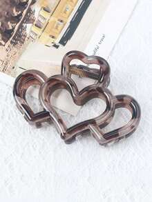 1pc New Minimalist Hollow Big Heart Shaped Hair Claw Clip, Stylish & Sweet Hairpin Headpiece Hair Clip Winter Hair Accessories - Multicolor - View 3