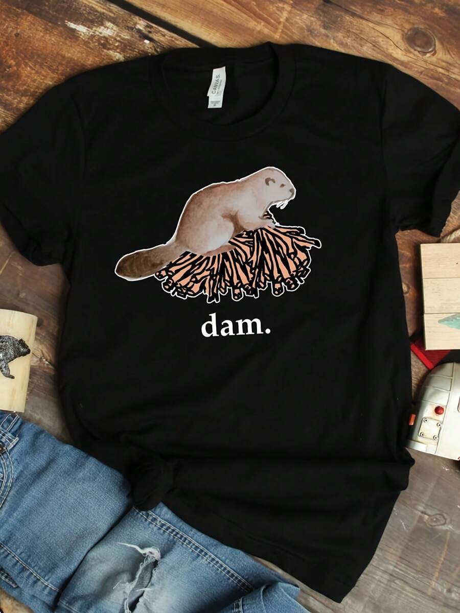 Beaver Dam Shirt, Beaver Shirts, Beaver Gifts, Funny Animal Lover Gift, Zoo Gift TShirt,This Fun Printed Casual T-Shirt Is The Perfect Gift For Valentine's Day/Christmas - 款式3 - 查看 1