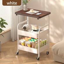 Three-Layer Rolling Cart, Multi-Functional Metal Storage Rack, Snack Rack, Durable Steel Frame, Portable Wheels, Suitable For Home Or Office Use, Office Storage And Organization Rolling Cart - White - View 6