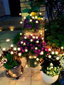 1pc 6L/8L/10L 70cm High Warm Color Firefly Round Ball Solar Powered Lights, Constant On + Flashing, Christmas Firefly Solar Powered Decorative Ground Lights, Outdoor Solar Powered Decorative Lights, Garden Christmas Solar Lights, Yard Firefly Lights, Fairy Lights, Holiday Decor Solar Powered LED Lights, Home Decor Solar Lights, Outdoor Party Solar Powered Ground LED Lights, Camping Lights - Yellow - View 5