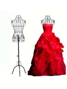 1 maniquí femenino de metal con trípode, maniquí de exhibición de ropa de metal para producción y al por menor de ropa, estante de exhibición de vestidos, estante de modelo de boda, estante de vestidos, perchero de decoración de ropa de mujer, estante de modelo de medio Body