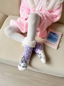 1 Paar Kinder Warme Fleece Knöchelsocken, Cartoon Winter Doppellagige Verstärkte Rutschfeste Schlafsocken, Vielseitige Schülersocken