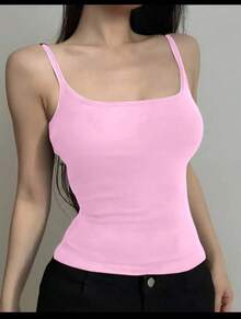 Basic Women's Tank Top With Straps. Basic Baita Nightgown/Vest - Watermelon Pink - View 1