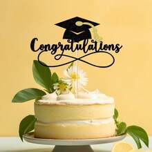 Congratulations 2025 Graduation Cake Topper,Congrats Grad Cake Decor - 2025 High Schoolsss/College/Senior Graduation Party Decorations Supplies (Black Gold){Inchcolor_nameinch:InchBlackGold(1)Inch} - Vàng đen(1) - Xem 6