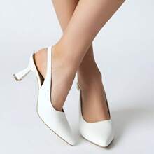 Scarpin Moda Feminina Slingback Salto Taça Médio 5cm Versátil Elegante e Confortável Bico Fino - Branco - Visão 4