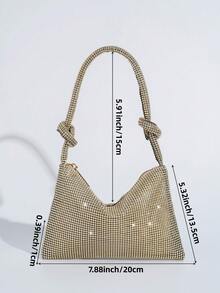 Mini Sparkling Rhinestone Handbag, Elegant Clutch Purse For Women, Suitable For Parties, Galas And Events - Gold - View 9