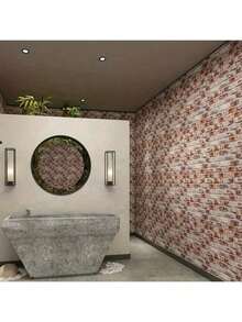 A Roll Of Wallpaper, Self-Adhesive Wallpaper With Red Bricks Of Palace Walls, Easy To Install And Remove, Durable, Suitable For Bedroom And Living Room Feature Walls, As Well As Renovation Of Cabinets And Table Cabinets, With Modern Aesthetics.