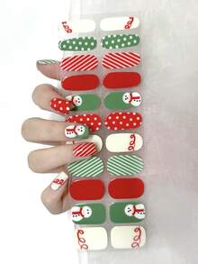 Tiras de calidad de salón, a prueba de agua y de larga duración, manicura festiva perfecta como regalo de Navidad para mujeres, suministros de arte de uñas