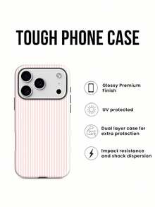 Pretty Pink Stripe Design Element-Design Phone Case, Suitable For IPhone Models 16, 15, 14 Pro Max, 13, 12, 11, XR, XS Plus Phone Cases, Made Of TPU Silicone Material, Providing Shock And - trắng - Xem 6