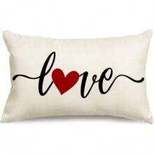 RABUSOFA Valentines Day Decor Red Heart Pillow Covers 12x20,Lumbar Valentines Day Throw Pillow Covers,Single Love Pillow Cases Valentine Decorations Home Couch
