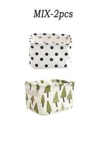 1 件圣诞迷你亚麻收纳盒，桌面收纳篮，用于内衣、化妆品、秋冬可折叠布艺收纳盒，适合囤积衣服、袜子，适合万圣节 - 彩色 - 查看 17