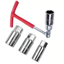 Sets Of 4PC T-BAR Spark Plug Removal Tool Flexible Spanner Socket 16mm 18mm 21mm - Red - View 5