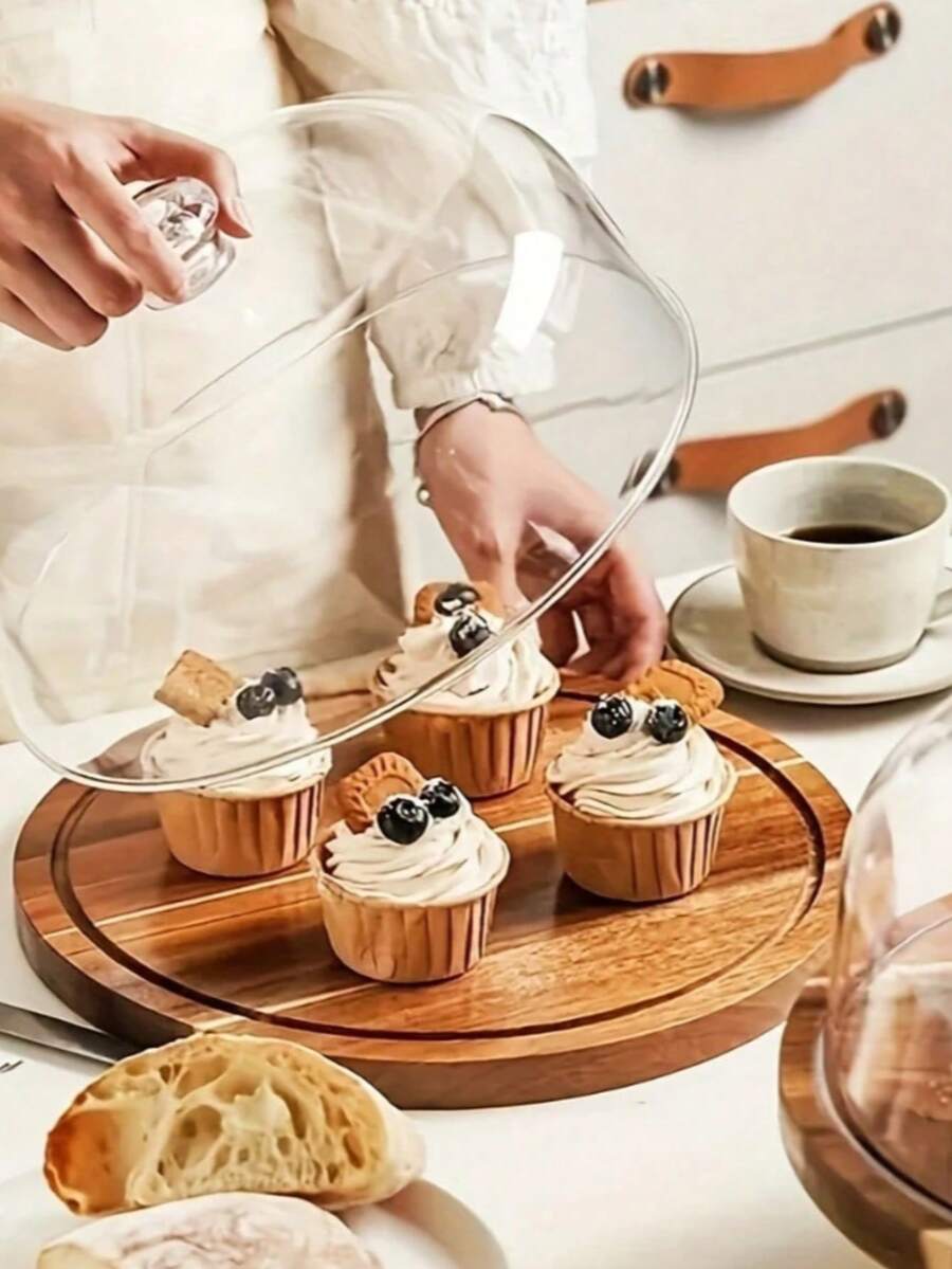 Wooden Round Tray With Grooves, Dinner Plate, Cheese Board, Suitable For Coffee Tables And Home Decoration, Appetizers, Cakes, Snacks, Coffee Tray, Acacia Tray, Country Style, Kitchen Tools, Friend Parties, Birthday Party Table Setting, Easy To Clean, Can Be Given As Housewarming, Thanksgiving, New Year Gifts