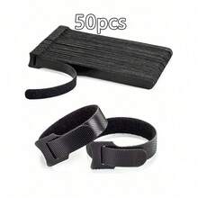 Cable Organizer Ties With Hook-And-Loop Fastener - Ideal For Family Cable Management And Gardening Ties - Black - View 10