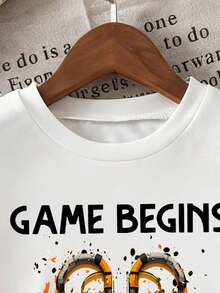 Camiseta casual de manga corta y cuello redondo con gráfico de videojuego para niño - Blanco - Ver 3