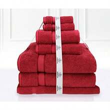 Plain Dyed 100% Combed Cotton Towel 7-Pieces Set Red - Red - View 1