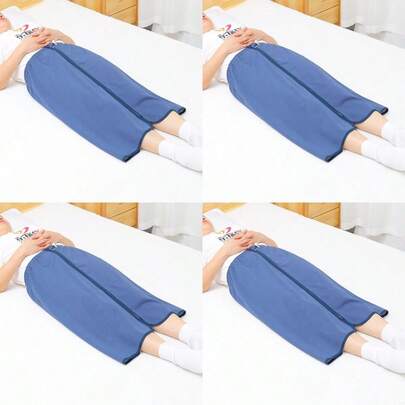 Full Open Adult Diaper SkirtPure Cotton Bed Pads Washable Waterproof 3 Layers LeakProof Mattress Protector Reusable Uroclepsia Cloth Pee Pads For Adults Paste Design Urine Skirt MLarge Blue