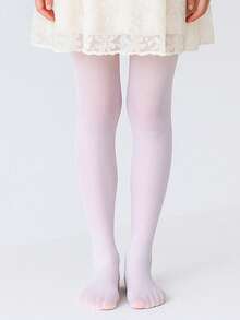 1件装 女童超薄无痕脚印连裤袜/舞蹈袜 - 白色 - 查看 8