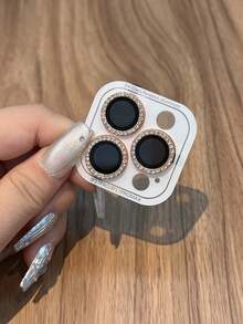 Shiny Diamond Lens Protective Case Set Compatible With IPhone 17/16/15/14/13/12/11 Pro Max - Orange - View 3