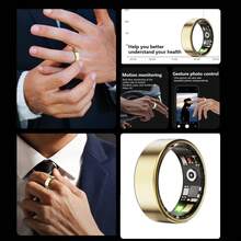 1个智能戒指 - 健康与健身追踪器，具备卡路里/心率/血氧/血压/睡眠监测功能，IP68防水计步器，内置手势滑动视频功能，佩戴舒适，快速双击切换视频，完美的圣诞节和生日礼物（15/20mAh可充电电池） - YJH-TK5 - 查看 10