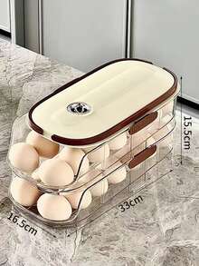 Multi-Layer Stackable Egg Storage Box, Kitchen Egg Holder Tray, Refrigerator Egg Rack With Timer, Automatic Sliding