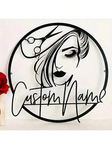 An Elegant, Customizable Barber Logo - A Personalized Metal Wall Decoration Available In A Variety Of Colors, Suitable For Beauty Salons And Hairdressing Studios, Making It An Ideal Gift For Women And A Perfect Room Decor. - Multicolor - View 32