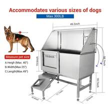 50'' Plateado Tina de Baño Profesional para Perros con Escalera Retráctil de Acero Inoxidable Bañera para Mascotas Puerta Izquierda para Perros Pequeños y Grandes - Plateado - Ver 2